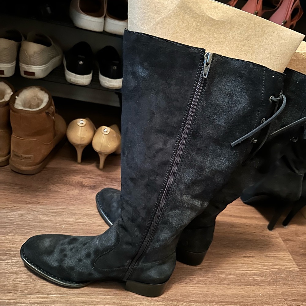 Tall Black Suede Boots